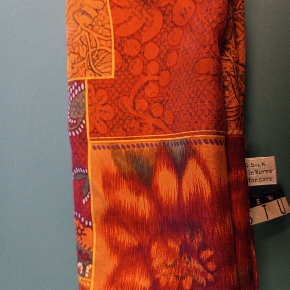 New York Studio Silk Floral Squares Scarf Cottagecore Grandmacore - Picture 1 of 8